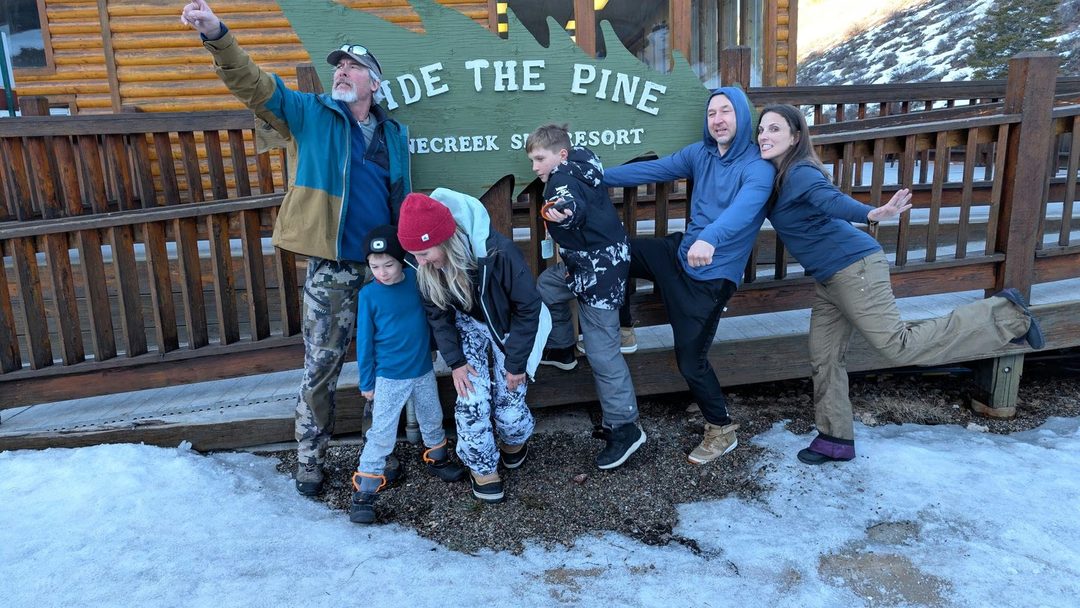 The family on a ski trip at Ride the Pine.
